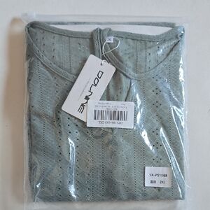 DOLNINE Plus Size Tops for Women V-Neck Puff Long Sleeve Eyelet Drawstring Shirt